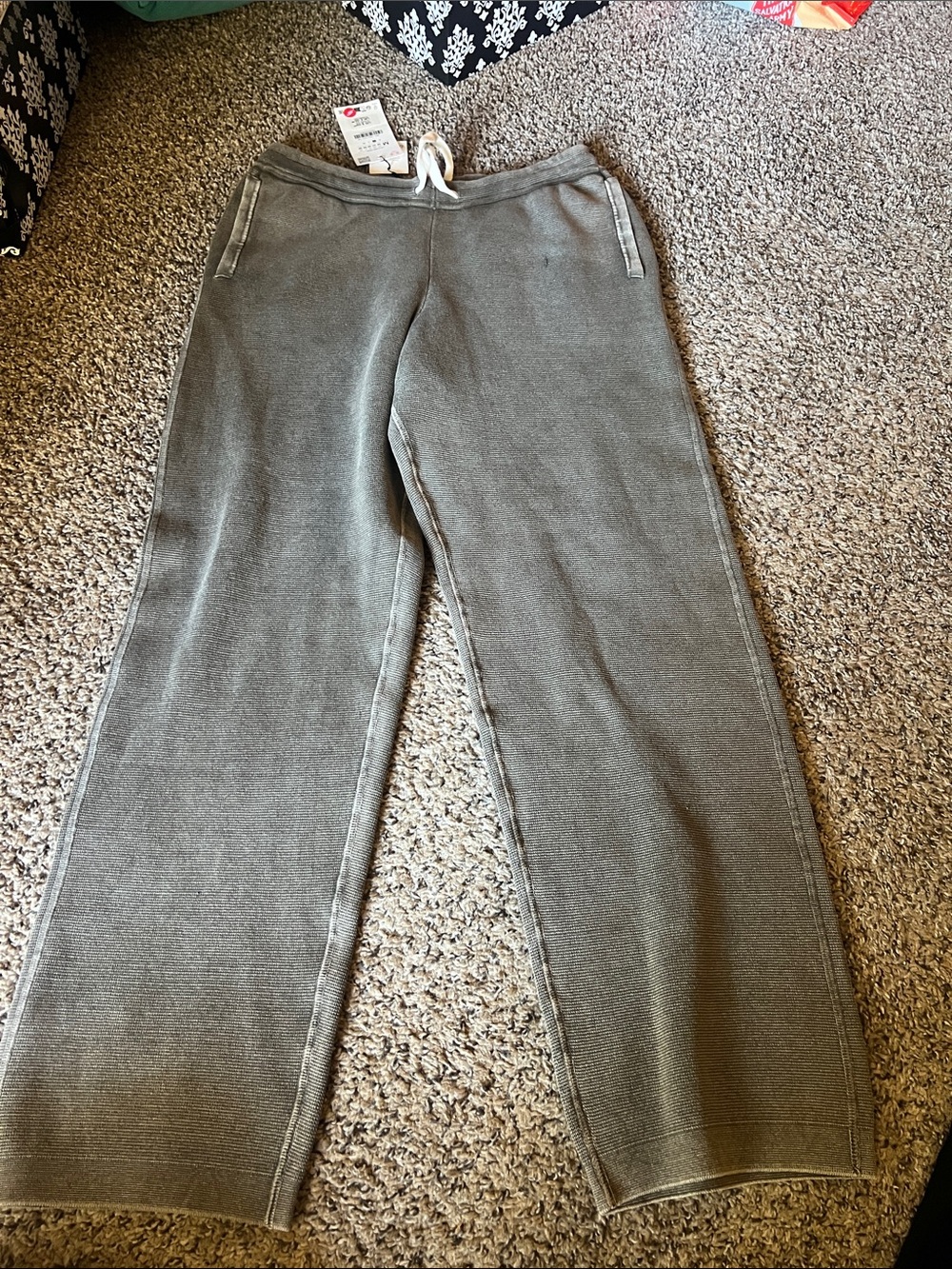 Mango Olive Knit Wide-Leg Sweatpants